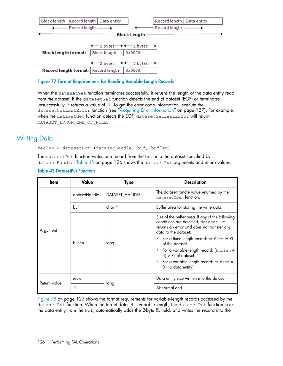 Writing data, Datasetput function, Figure 77 | HP XP P9500 Storage User Manual | Page 126 / 182