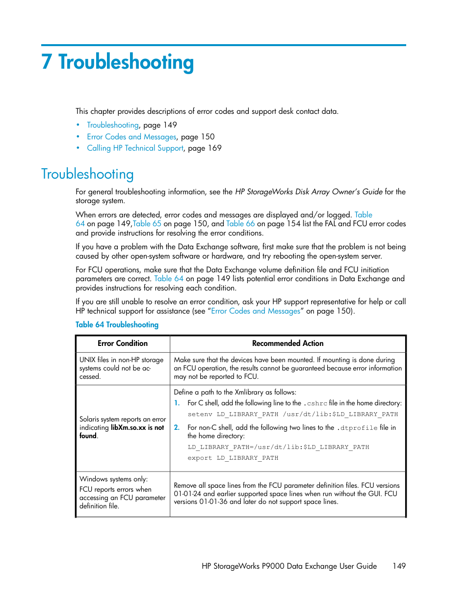 7 troubleshooting, Troubleshooting, Chapter 7 | Chapter | HP XP P9500 Storage User Manual | Page 149 / 182