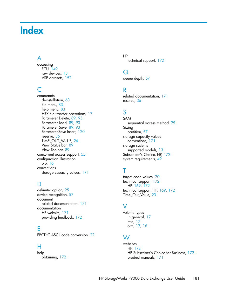 Index | HP XP P9500 Storage User Manual | Page 181 / 182