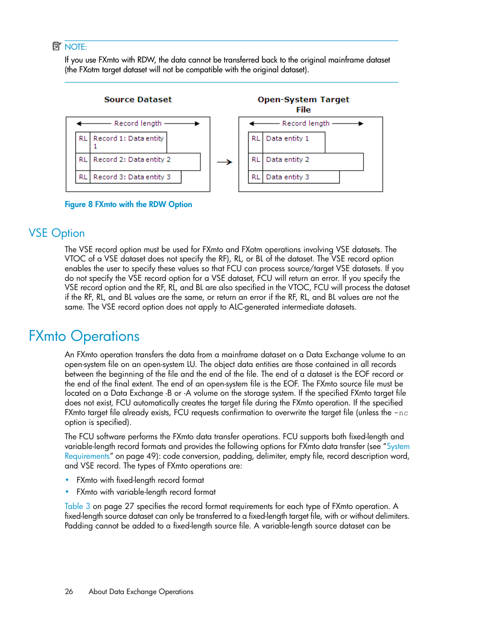 Vse option, Fxmto operations, Fxmto with the rdw option | Fxmto, Operations, Figure | HP XP P9500 Storage User Manual | Page 26 / 182