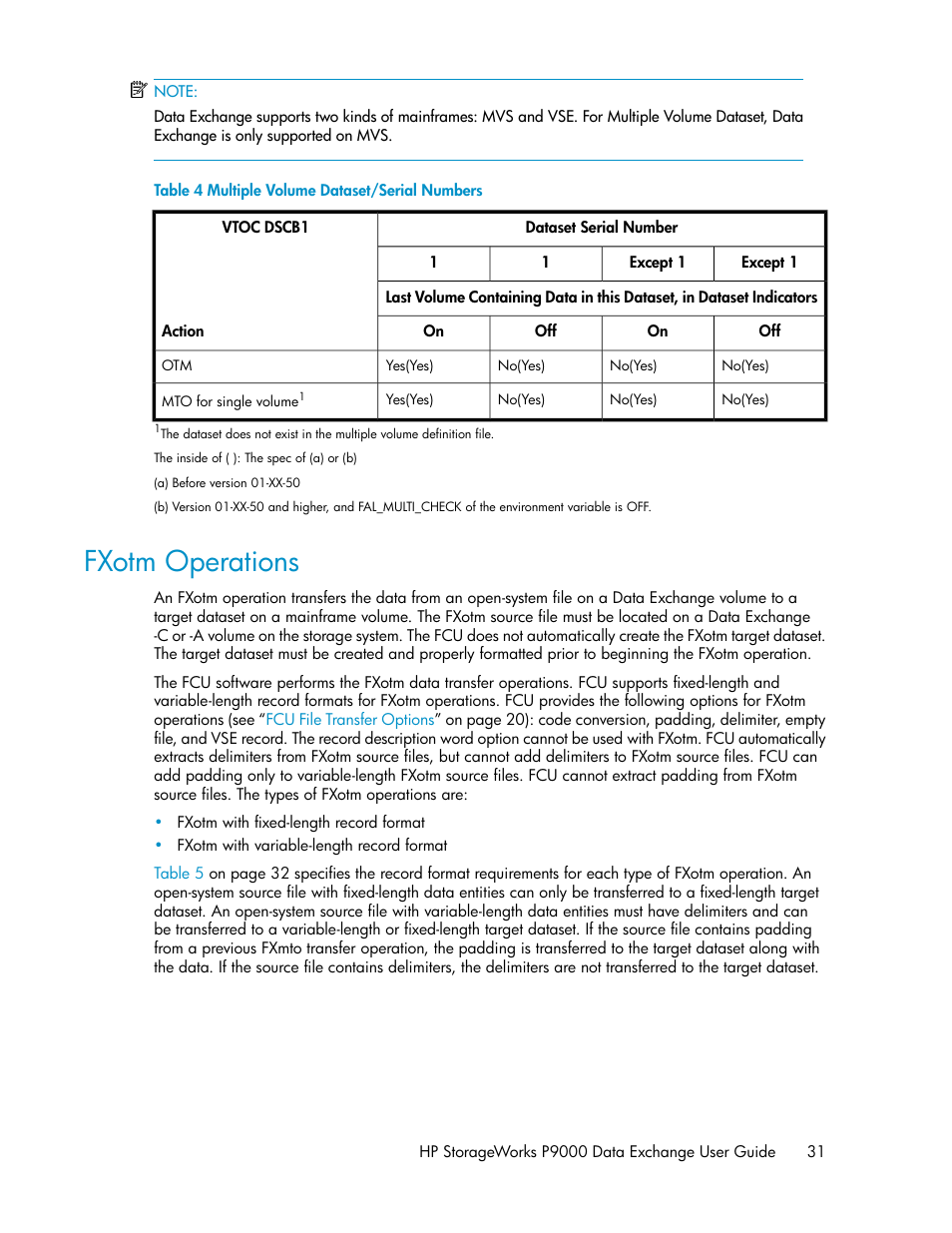 Fxotm operations, Multiple volume dataset/serial numbers | HP XP P9500 Storage User Manual | Page 31 / 182
