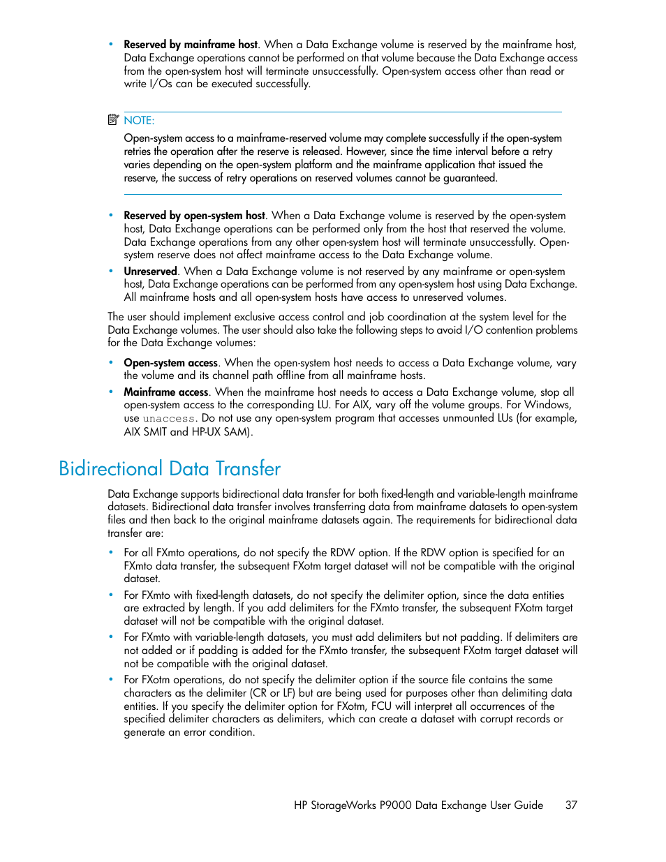 Bidirectional data transfer | HP XP P9500 Storage User Manual | Page 37 / 182