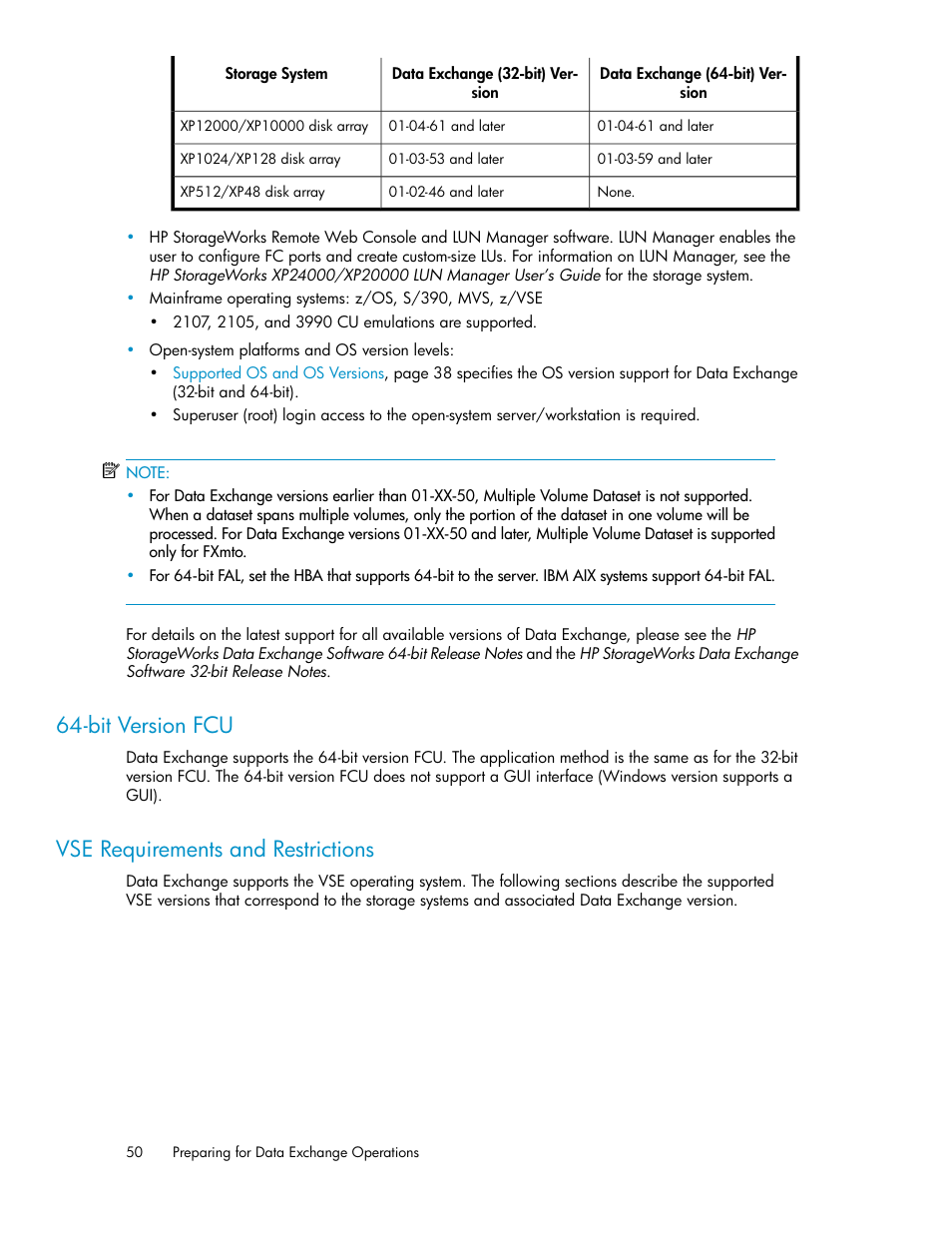 Bit version fcu, Vse requirements and restrictions, 50 vse requirements and restrictions | HP XP P9500 Storage User Manual | Page 50 / 182