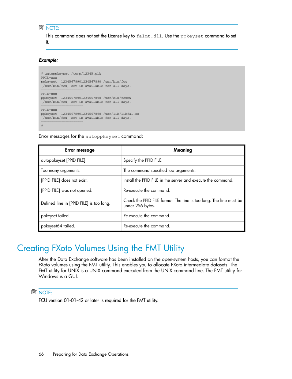 Creating fxoto volumes using the fmt utility | HP XP P9500 Storage User Manual | Page 66 / 182