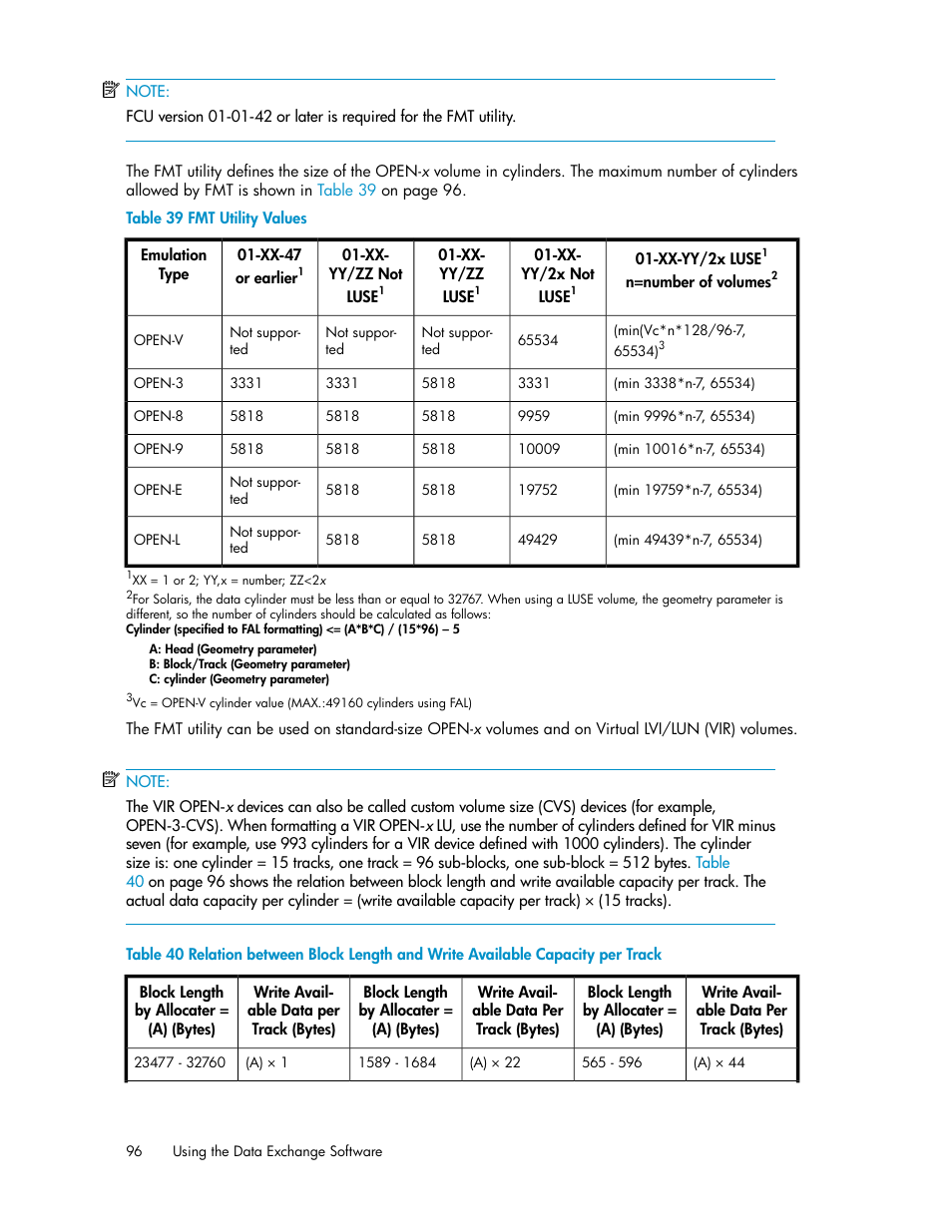 Fmt utility values | HP XP P9500 Storage User Manual | Page 96 / 182