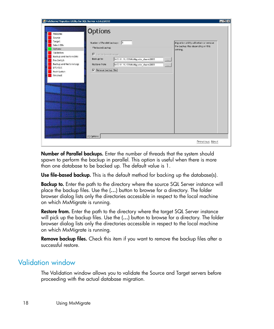 Validation window | HP PolyServe Software User Manual | Page 18 / 27