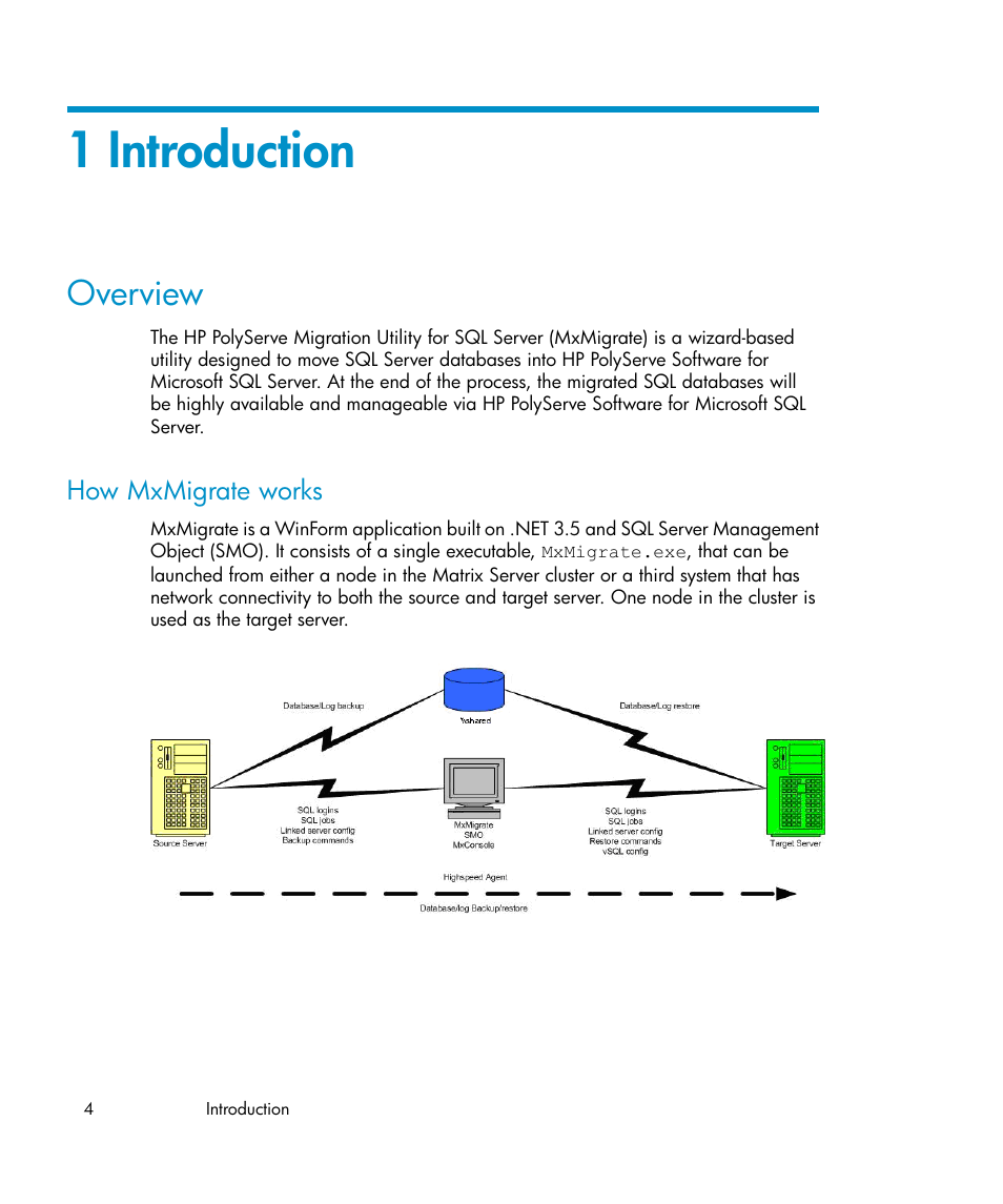 1 introduction, Overview, How mxmigrate works | HP PolyServe Software User Manual | Page 4 / 27