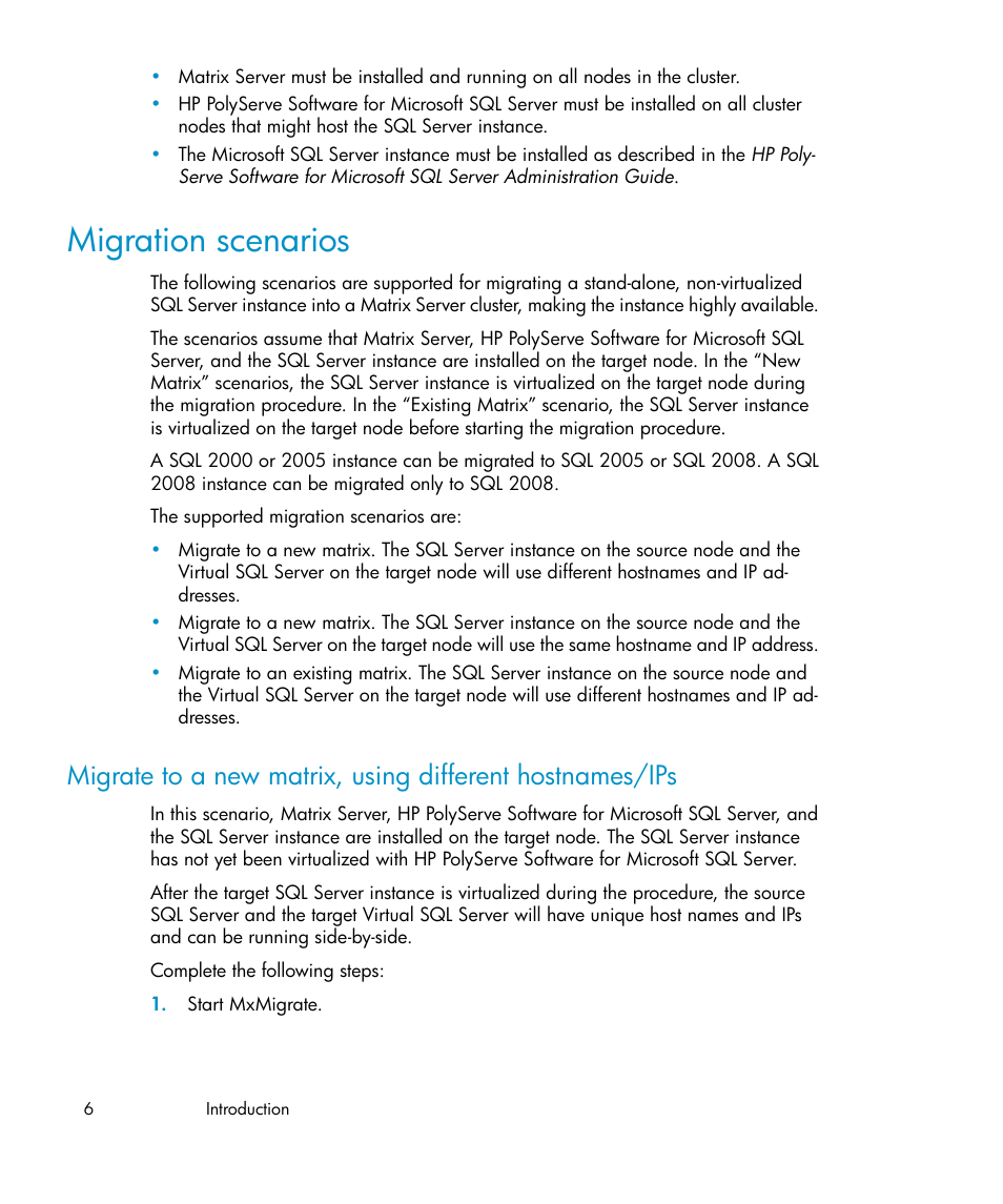 Migration scenarios | HP PolyServe Software User Manual | Page 6 / 27