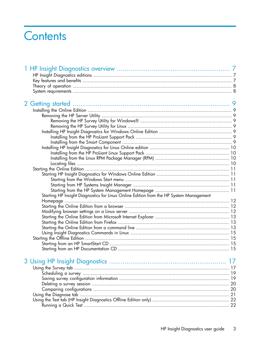 HP Insight Diagnostics Software User Manual | Page 3 / 44