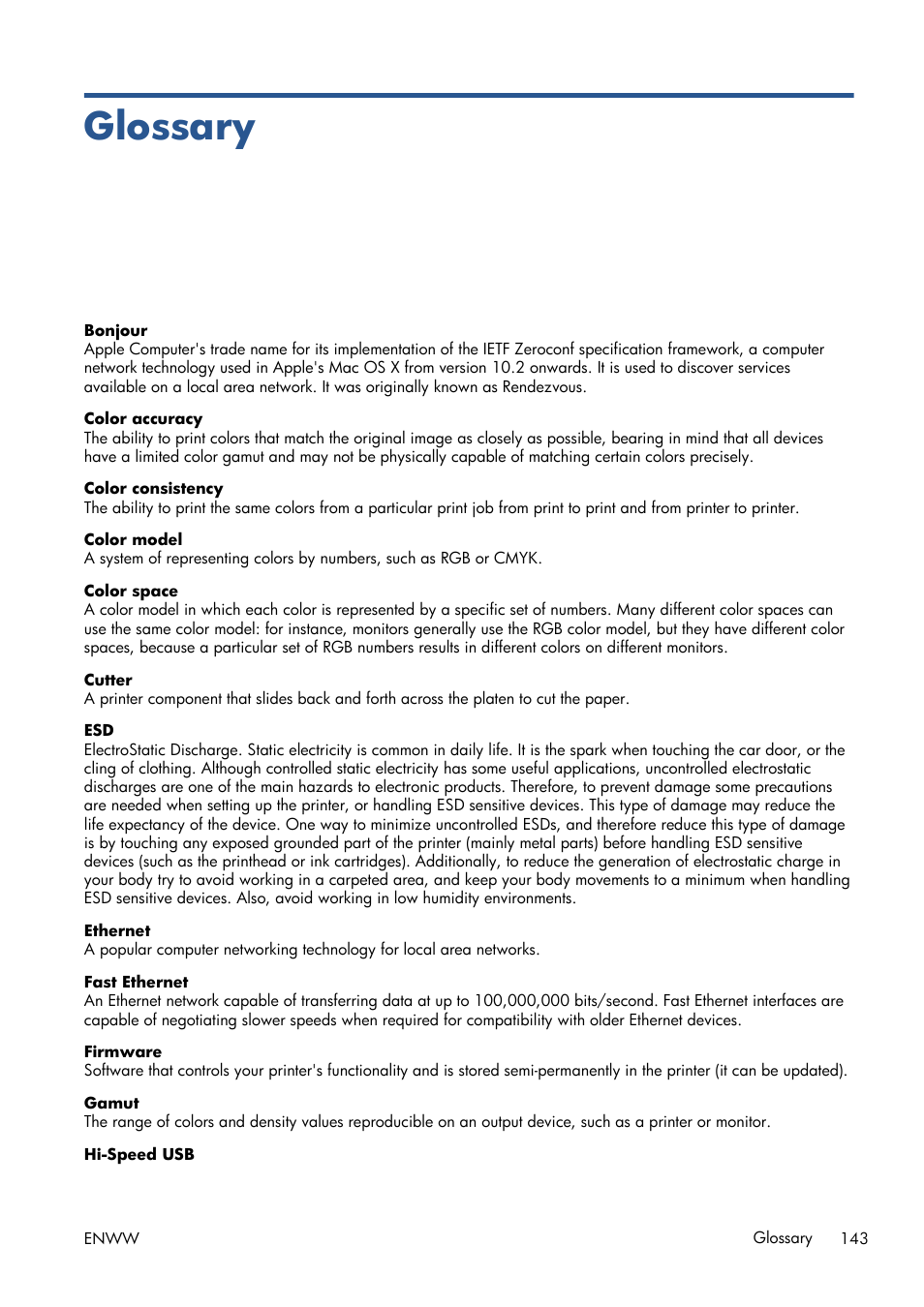 Glossary, Contains definitions of printing and, Avoid touc | HP Designjet T120 ePrinter User Manual | Page 151 / 156