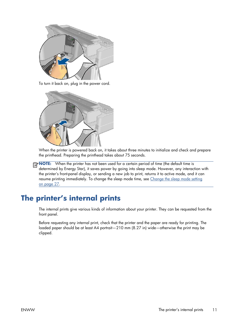 The printer’s internal prints | HP Designjet T120 ePrinter User Manual | Page 19 / 156