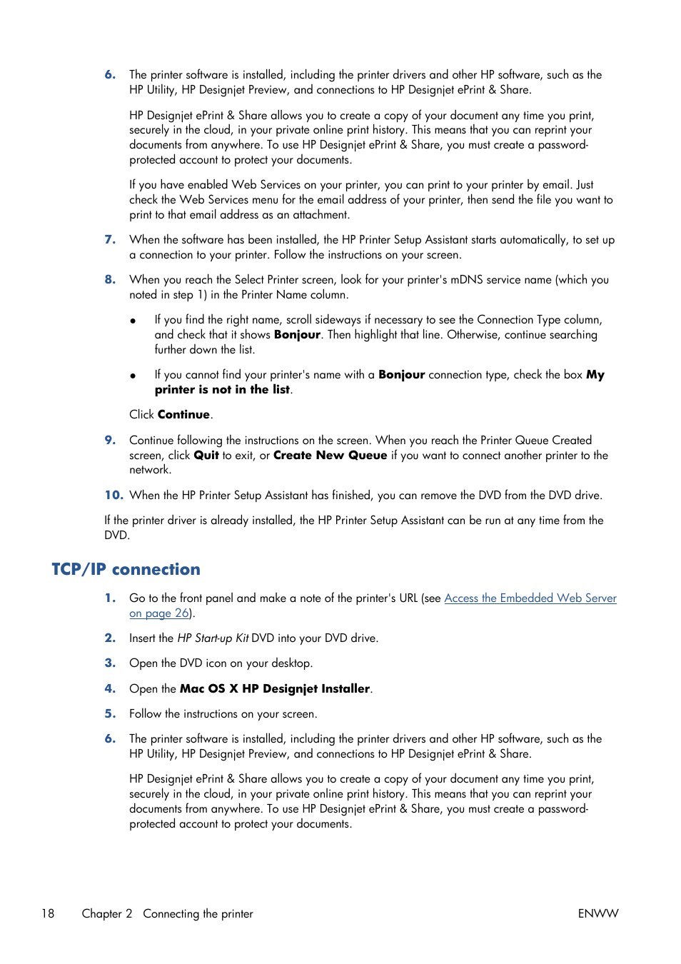 Tcp/ip connection | HP Designjet T120 ePrinter User Manual | Page 26 / 156