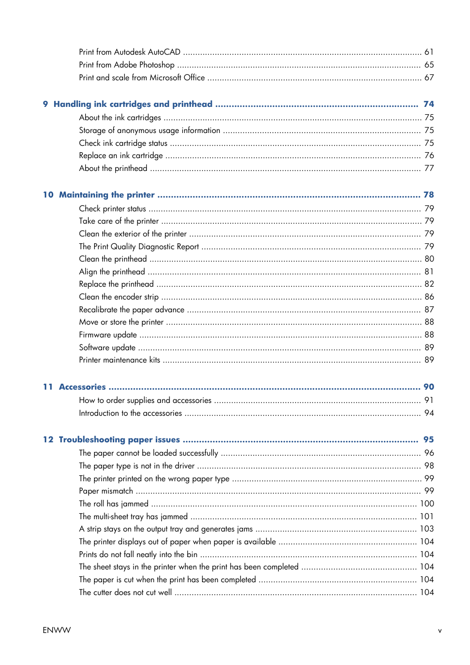 HP Designjet T120 ePrinter User Manual | Page 5 / 156