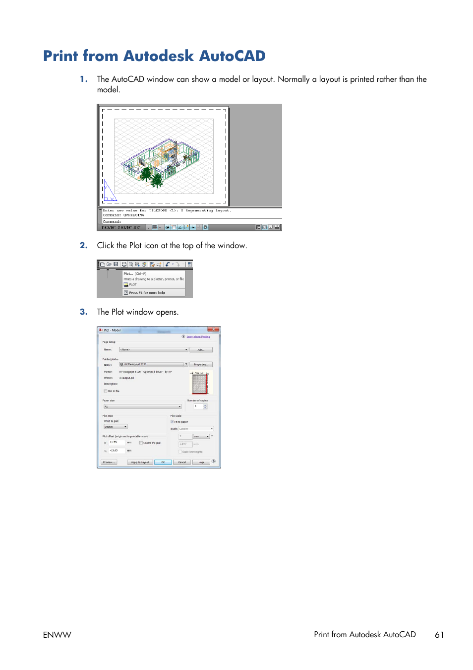 Print from autodesk autocad | HP Designjet T120 ePrinter User Manual | Page 69 / 156