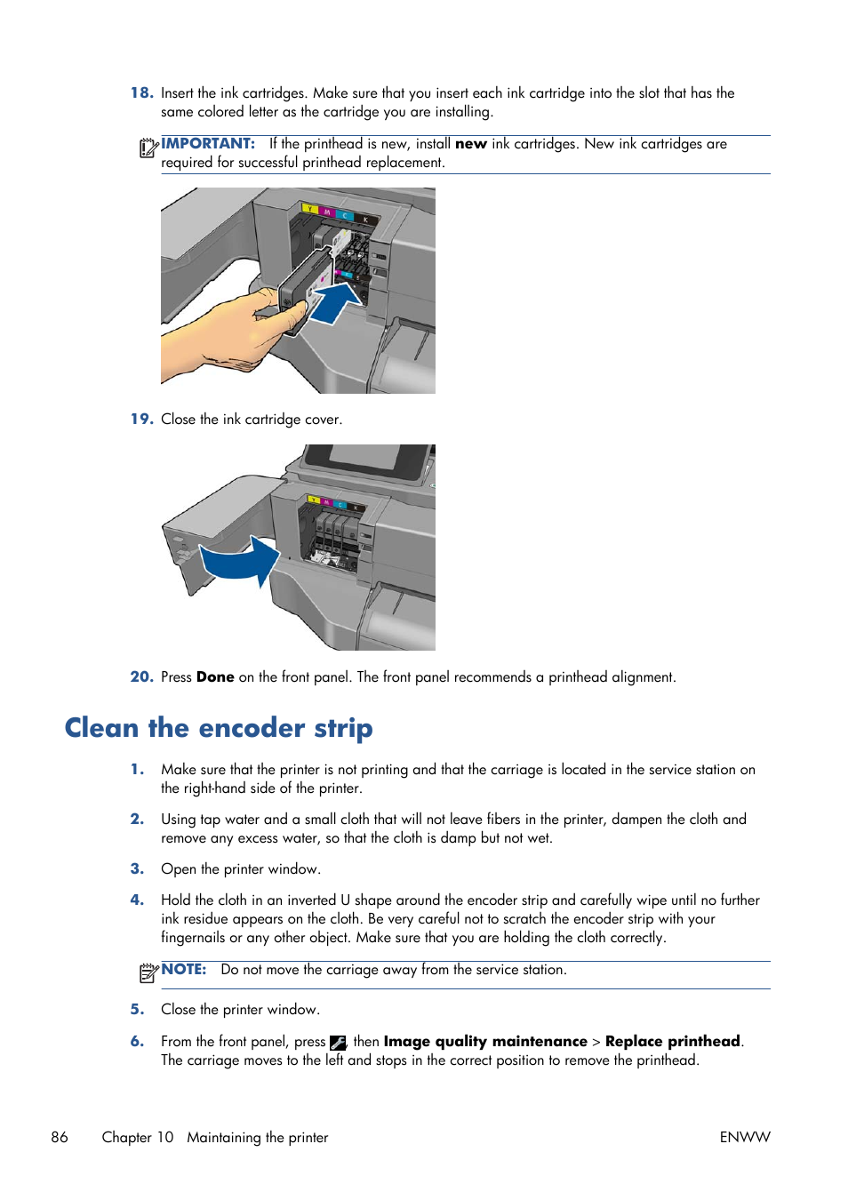 Clean the encoder strip | HP Designjet T120 ePrinter User Manual | Page 94 / 156