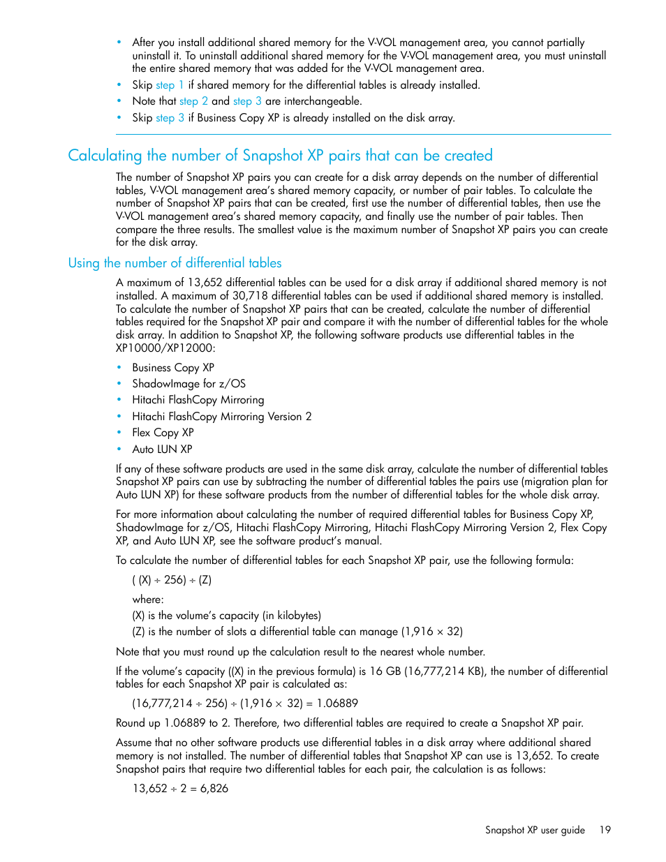 Using the number of differential tables | HP StorageWorks XP Remote Web Console Software User Manual | Page 19 / 62
