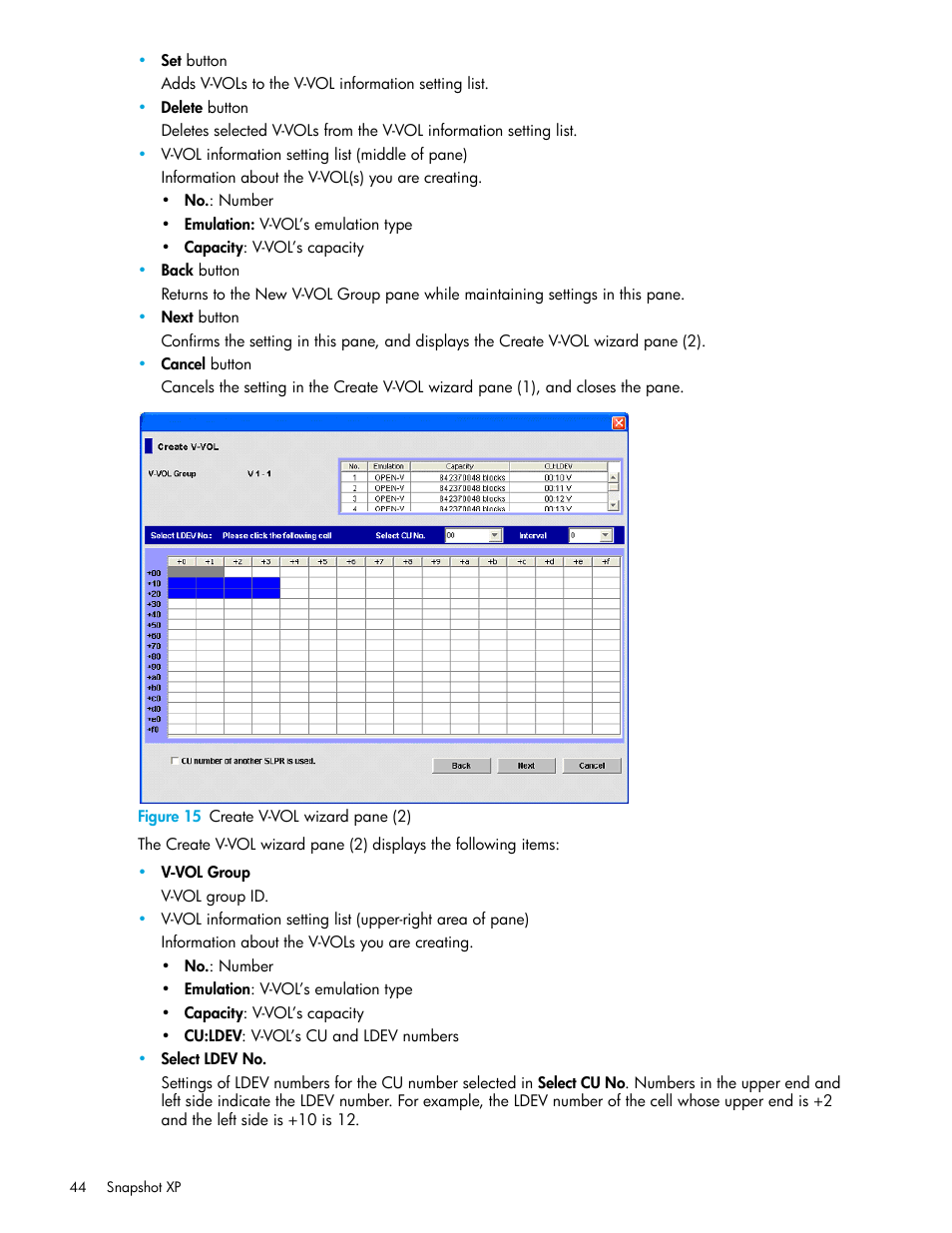 Figure 15 create v-vol wizard pane (2), 15 create v-vol wizard pane (2), Figure 15 | HP StorageWorks XP Remote Web Console Software User Manual | Page 44 / 62