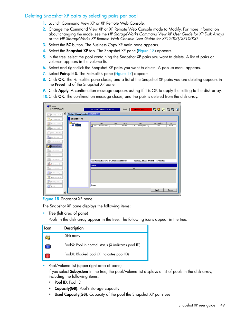 Figure 18 snapshot xp pane, 18 snapshot xp pane, Figure 18 | HP StorageWorks XP Remote Web Console Software User Manual | Page 49 / 62