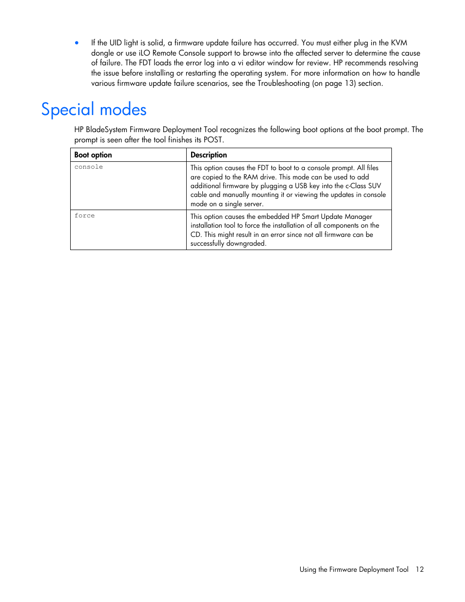 Special modes | HP ProLiant Support Pack User Manual | Page 12 / 16