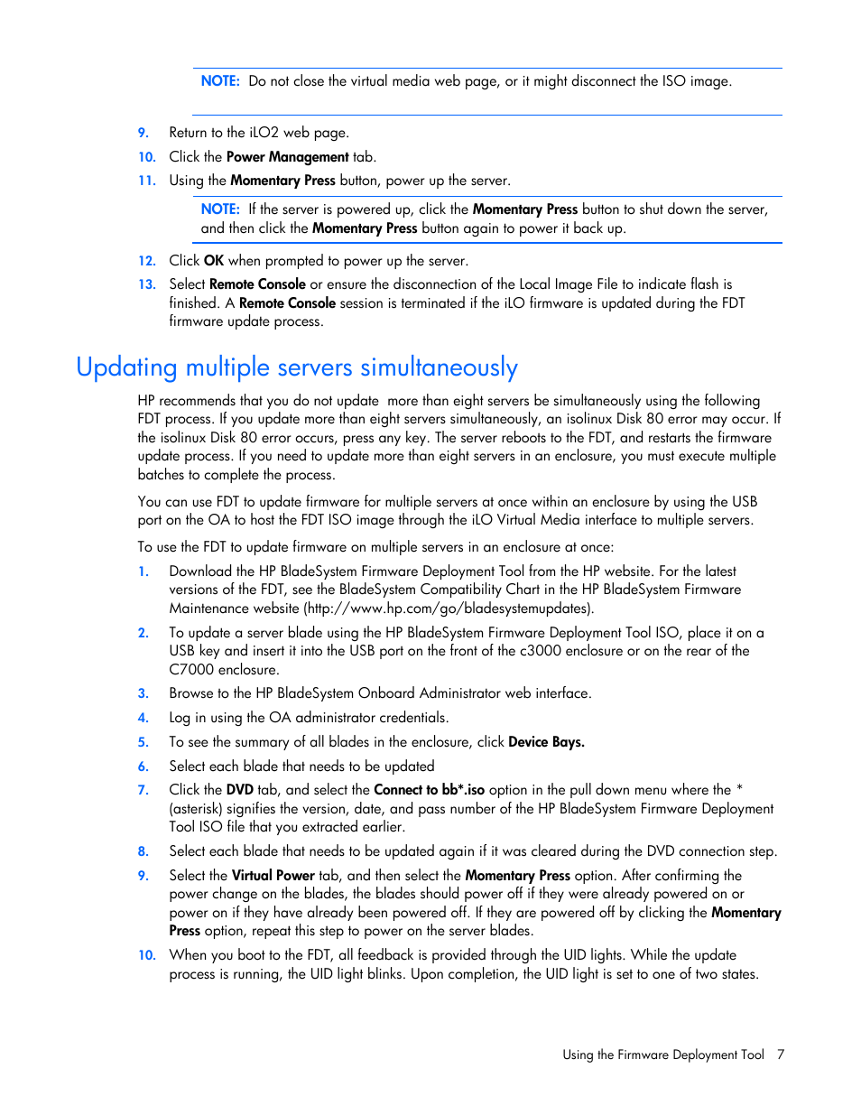 Updating multiple servers simultaneously | HP ProLiant Support Pack User Manual | Page 7 / 16