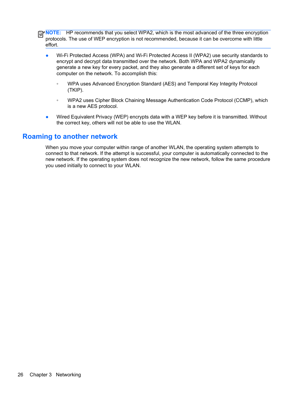 Roaming to another network | HP ProBook 4740s Notebook-PC User Manual | Page 36 / 110
