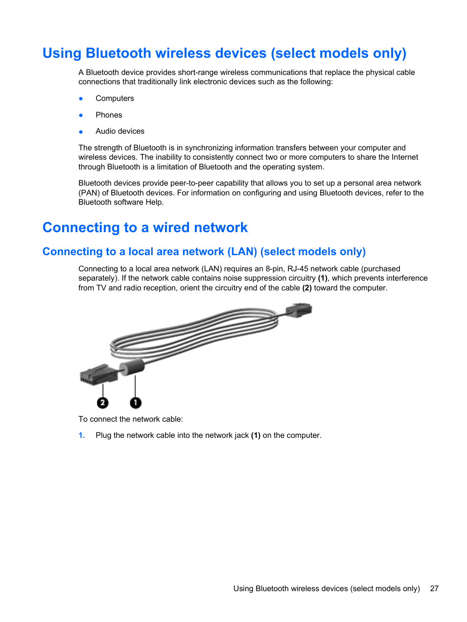 Connecting to a wired network, K, refer to | HP ProBook 4740s Notebook-PC User Manual | Page 37 / 110