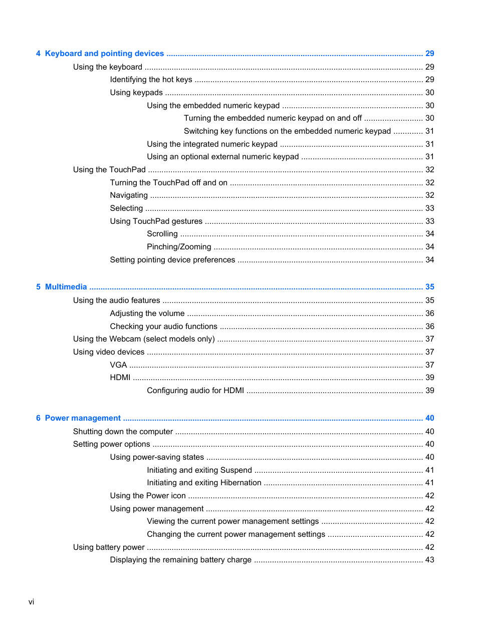 HP ProBook 4740s Notebook-PC User Manual | Page 6 / 110