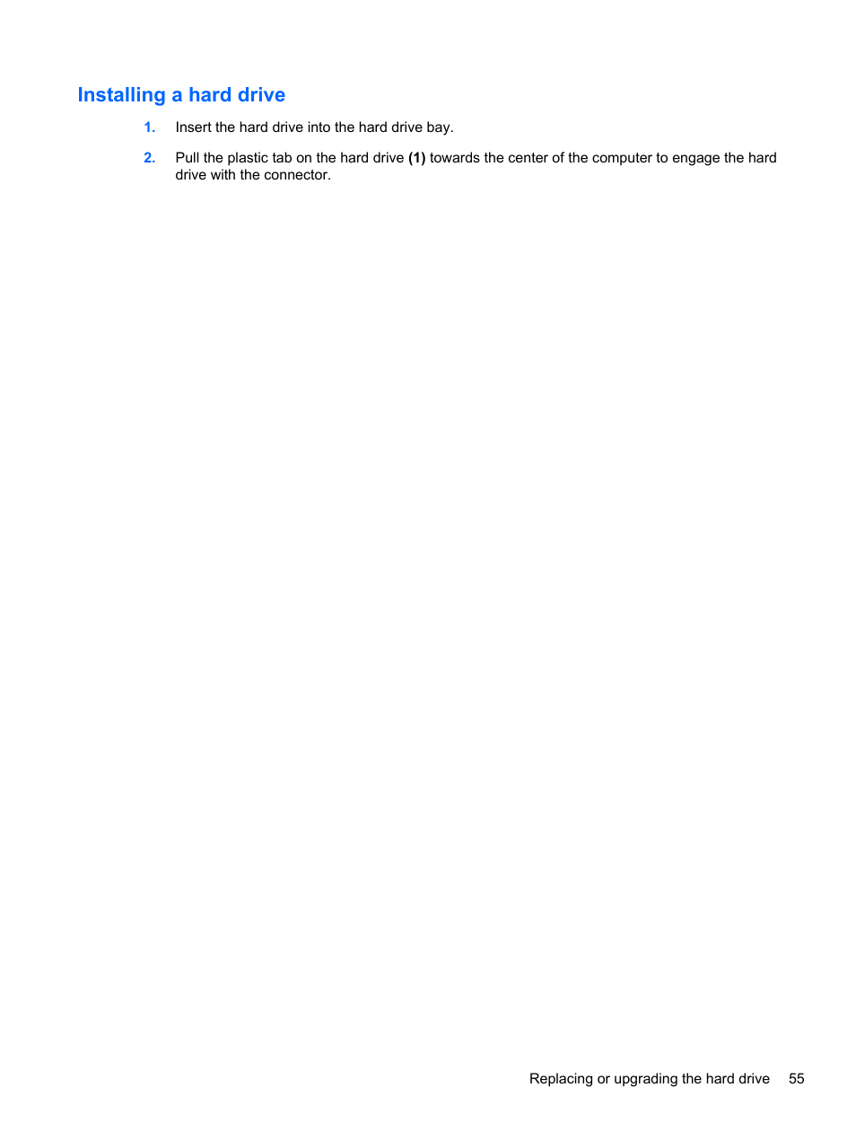 Installing a hard drive | HP ProBook 4740s Notebook-PC User Manual | Page 65 / 110