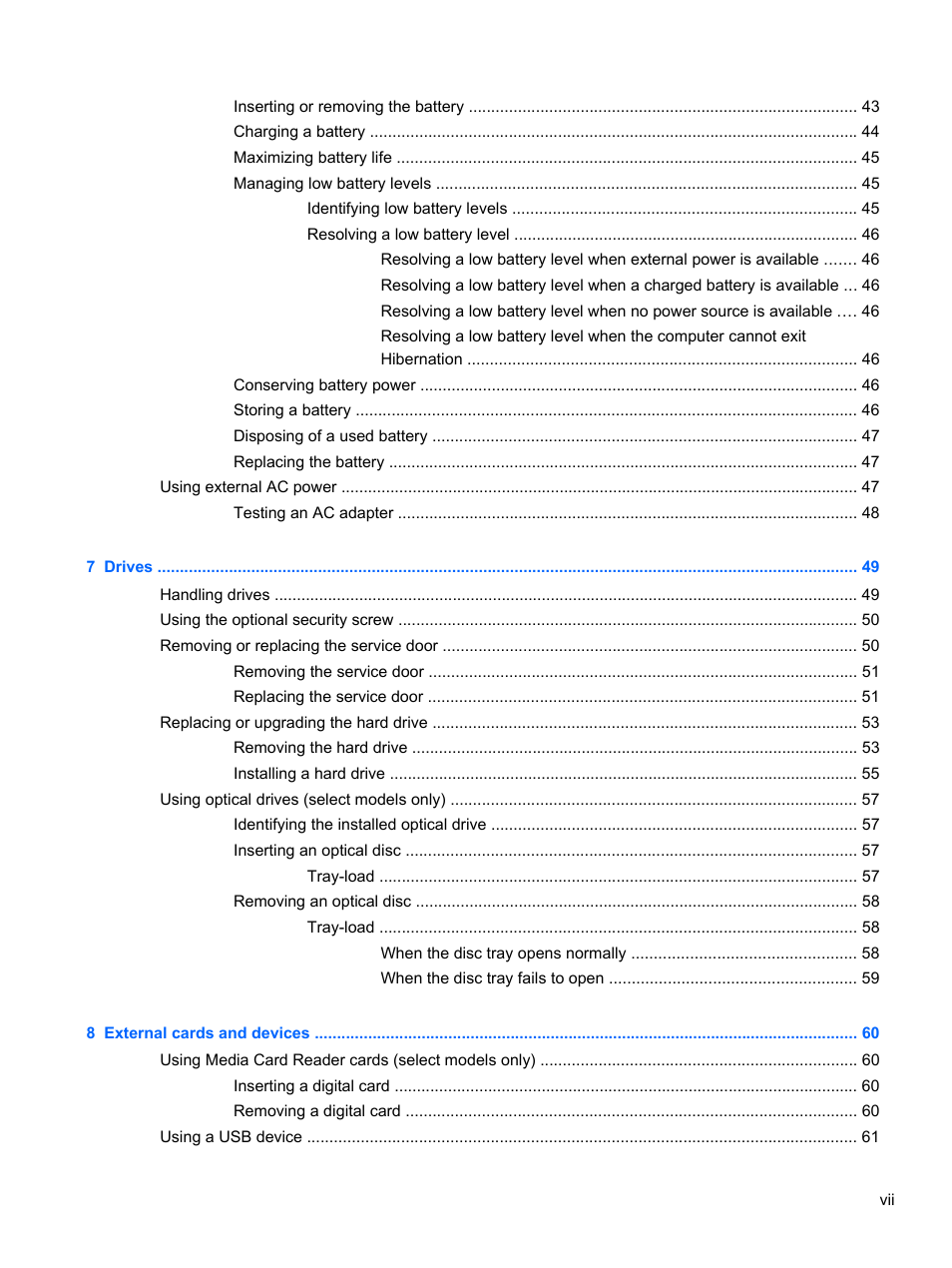 HP ProBook 4740s Notebook-PC User Manual | Page 7 / 110