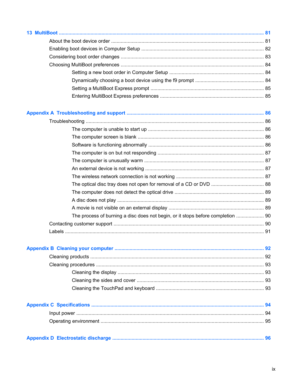 HP ProBook 4740s Notebook-PC User Manual | Page 9 / 110