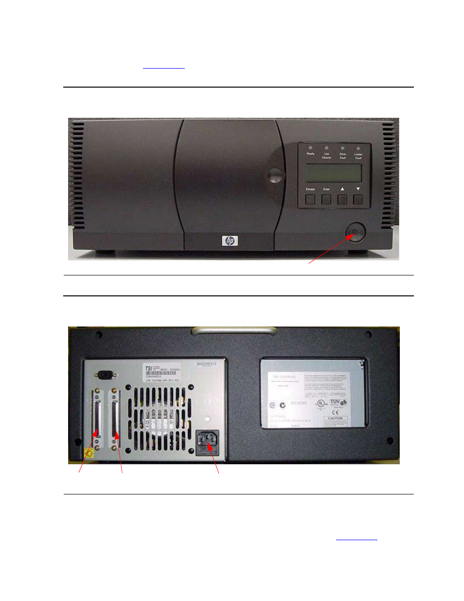 Figure 5-5, Tape drive front view, Figure 5-6 | Rear view of the tape drive | HP Integrity NonStop H-Series User Manual | Page 81 / 138