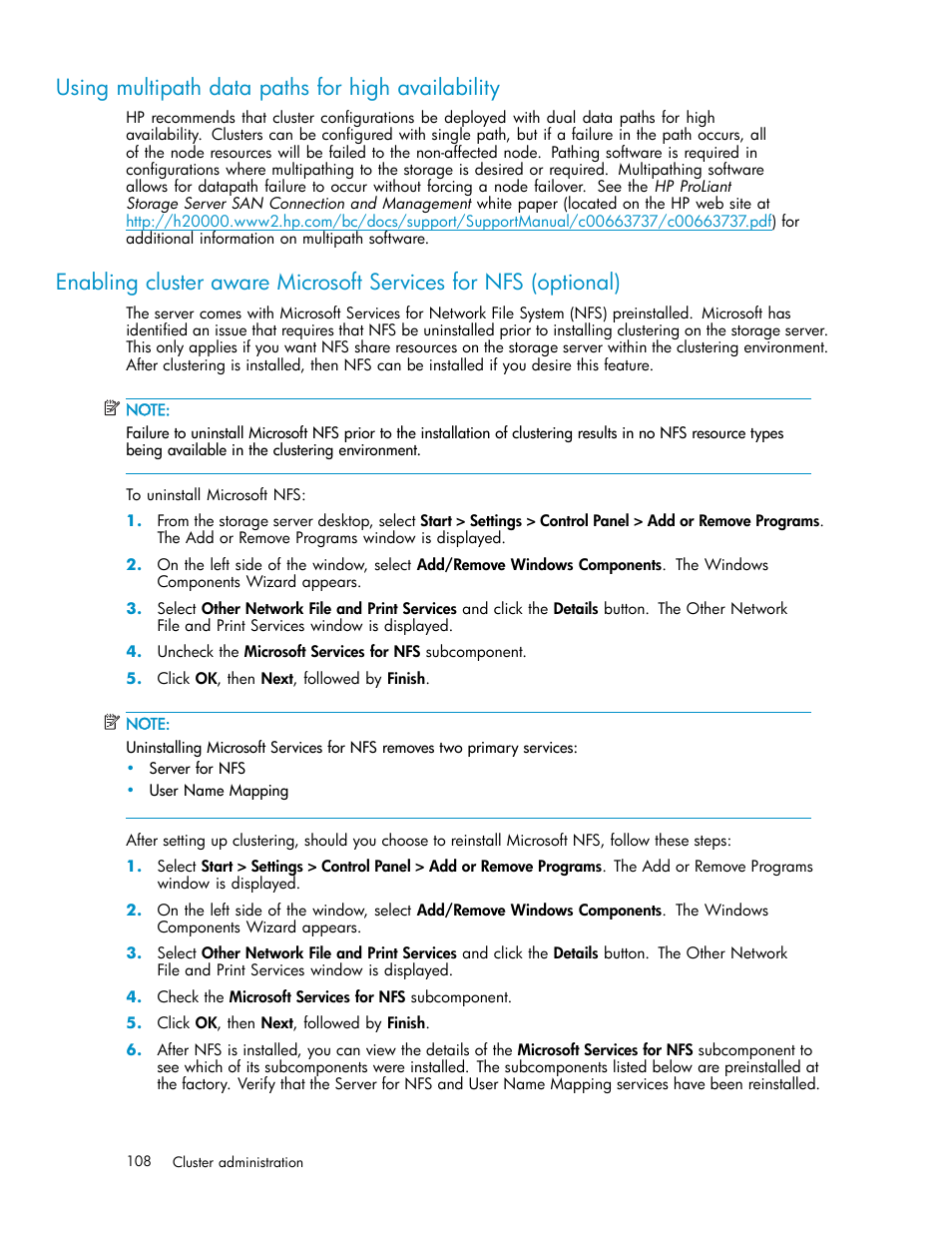 Using multipath data paths for high availability | HP ProLiant DL380 G5-Storage-Server User Manual | Page 108 / 156