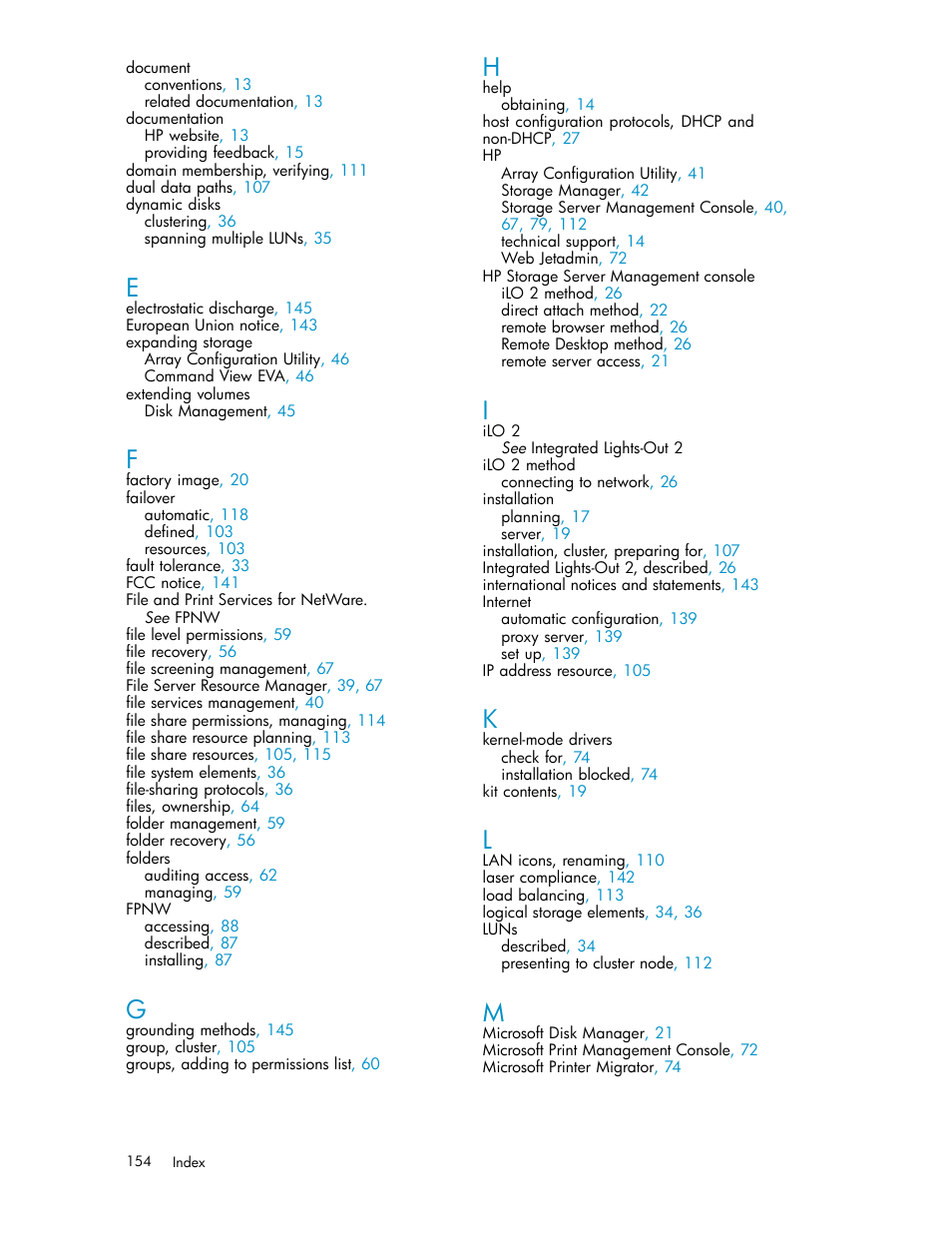 HP ProLiant DL380 G5-Storage-Server User Manual | Page 154 / 156