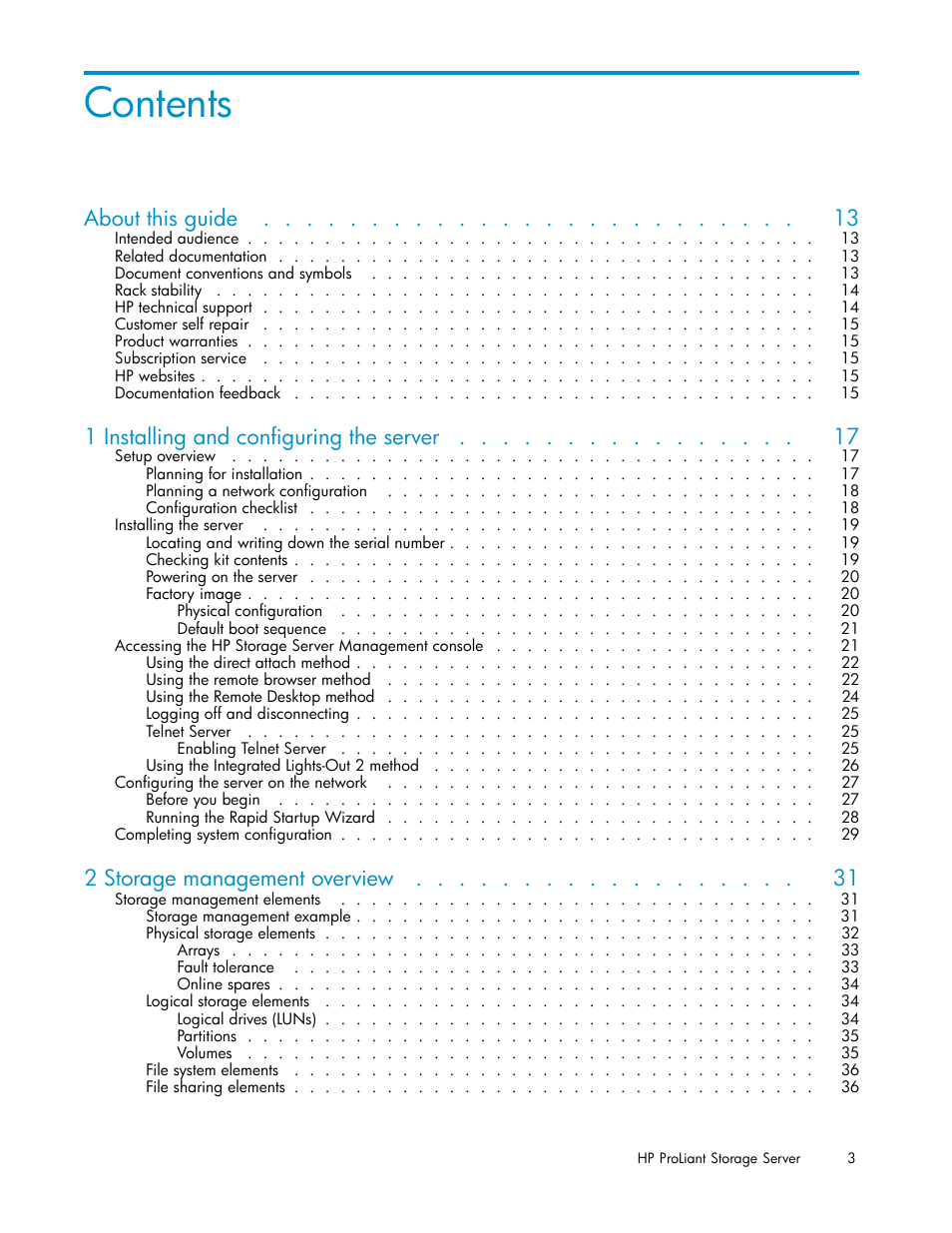 HP ProLiant DL380 G5-Storage-Server User Manual | Page 3 / 156