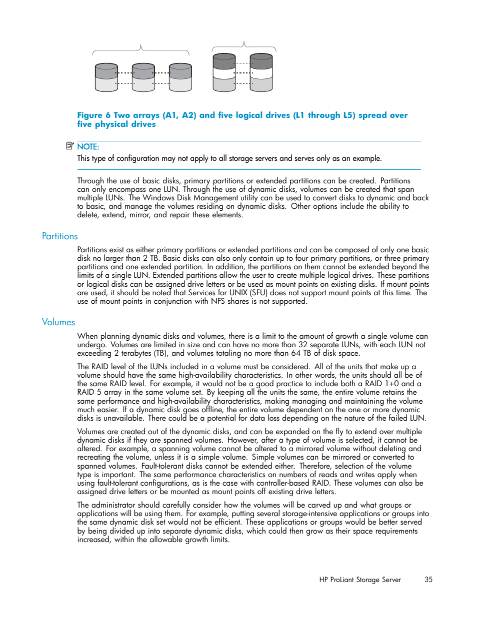 Partitions, Volumes | HP ProLiant DL380 G5-Storage-Server User Manual | Page 35 / 156