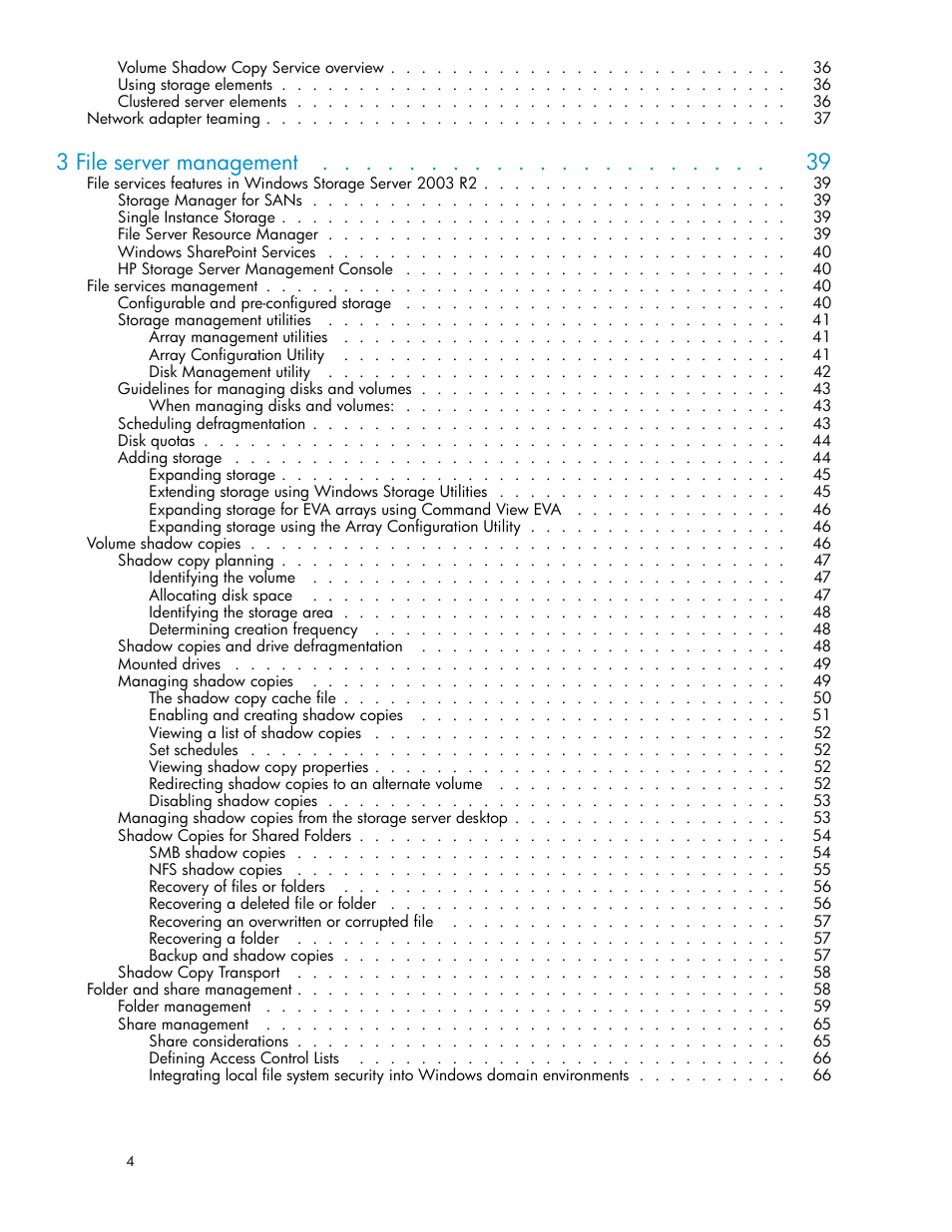 3 file server management | HP ProLiant DL380 G5-Storage-Server User Manual | Page 4 / 156