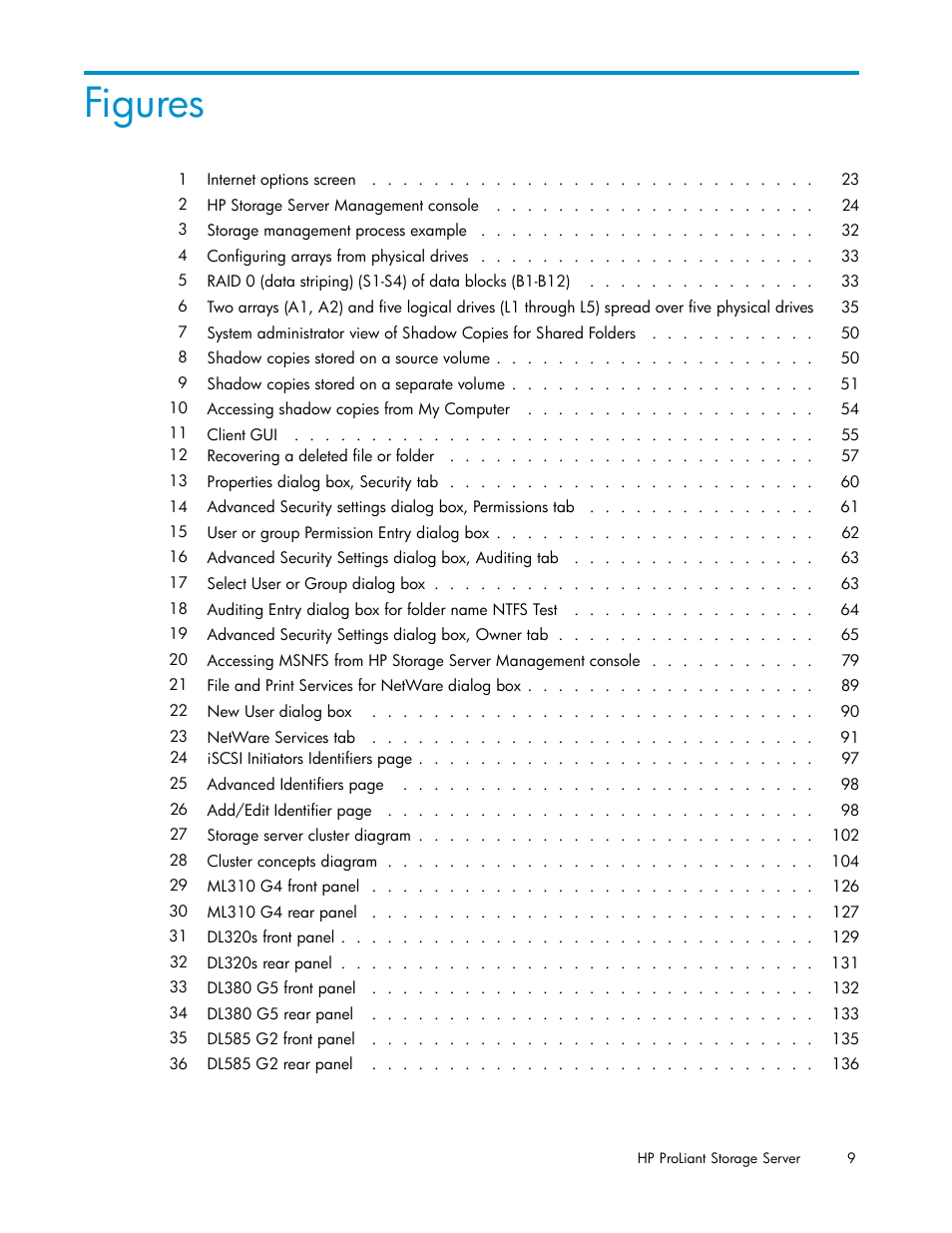 Figures | HP ProLiant DL380 G5-Storage-Server User Manual | Page 9 / 156