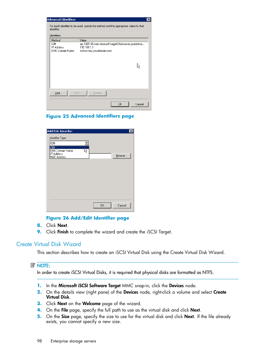 Create virtual disk wizard | HP ProLiant DL380 G5-Storage-Server User Manual | Page 98 / 156