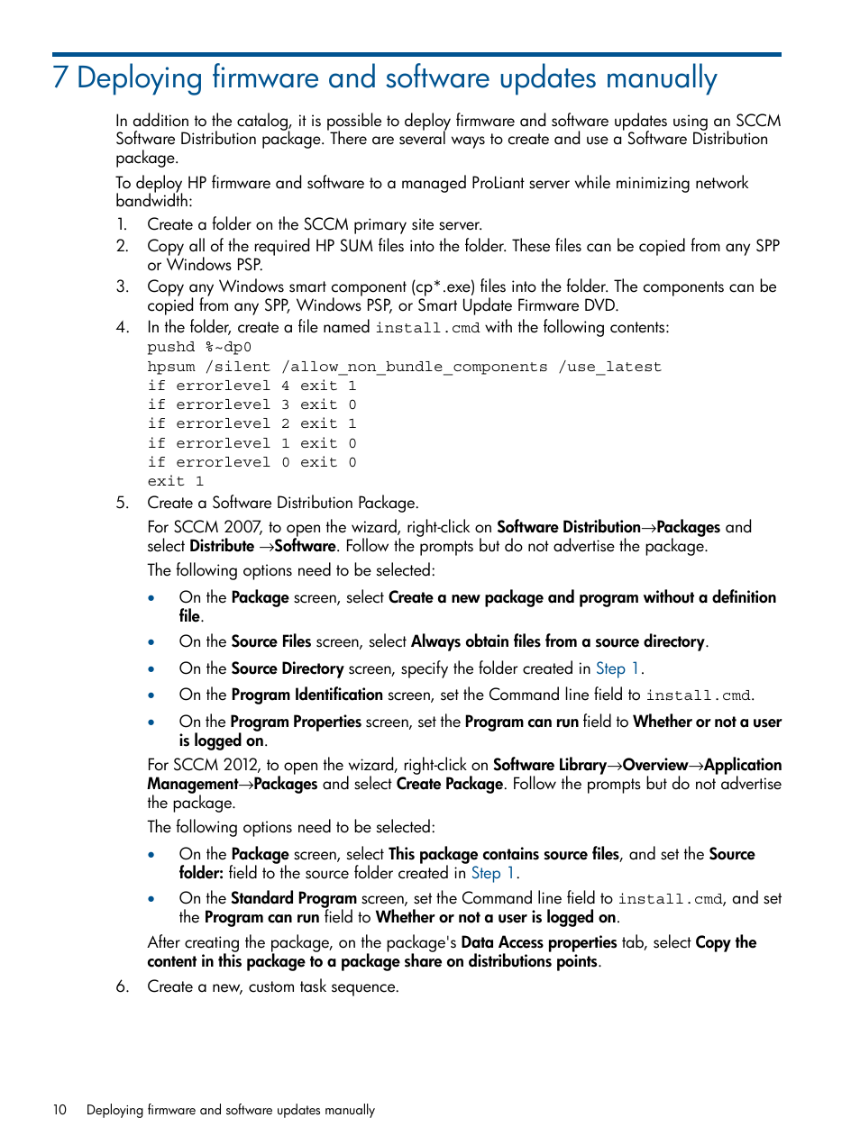 7 deploying firmware and software updates manually | HP OneView for Microsoft System Center User Manual | Page 10 / 16