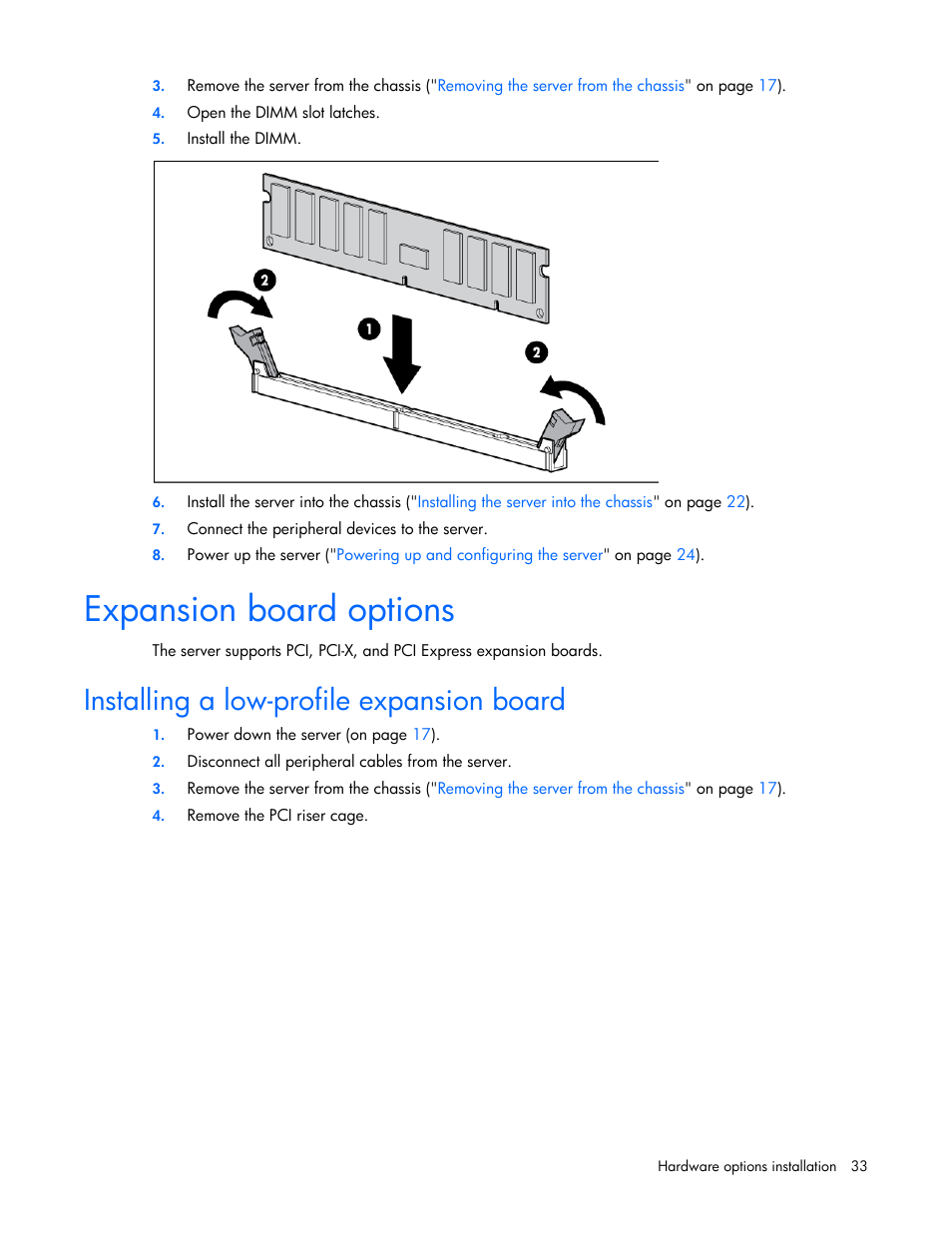 Expansion board options, Installing a low-profile expansion board | HP ProLiant SL390s G7 Server User Manual | Page 33 / 85