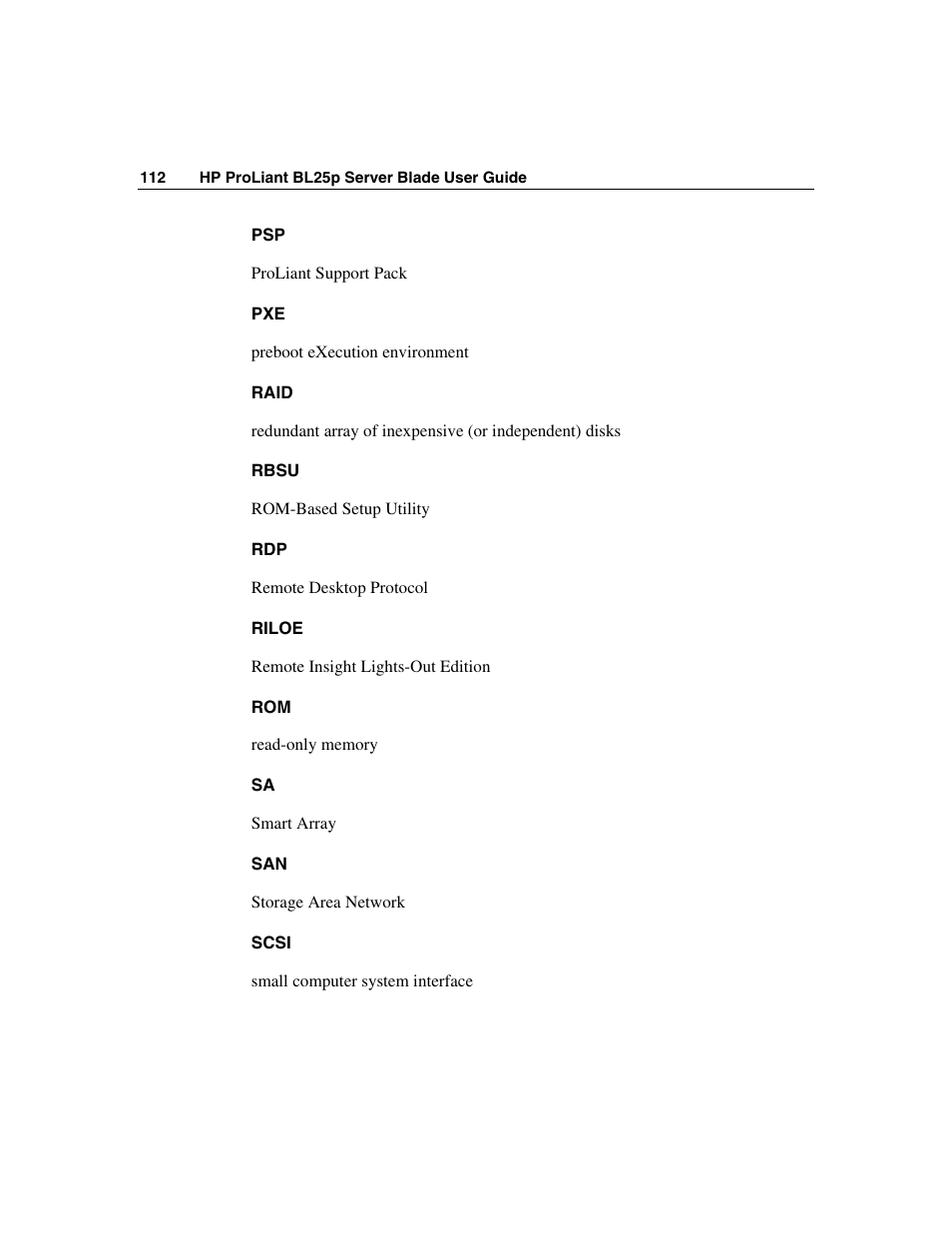 HP ProLiant BL25p Server-Blade User Manual | Page 112 / 118