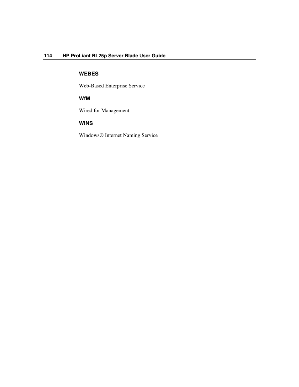 HP ProLiant BL25p Server-Blade User Manual | Page 114 / 118