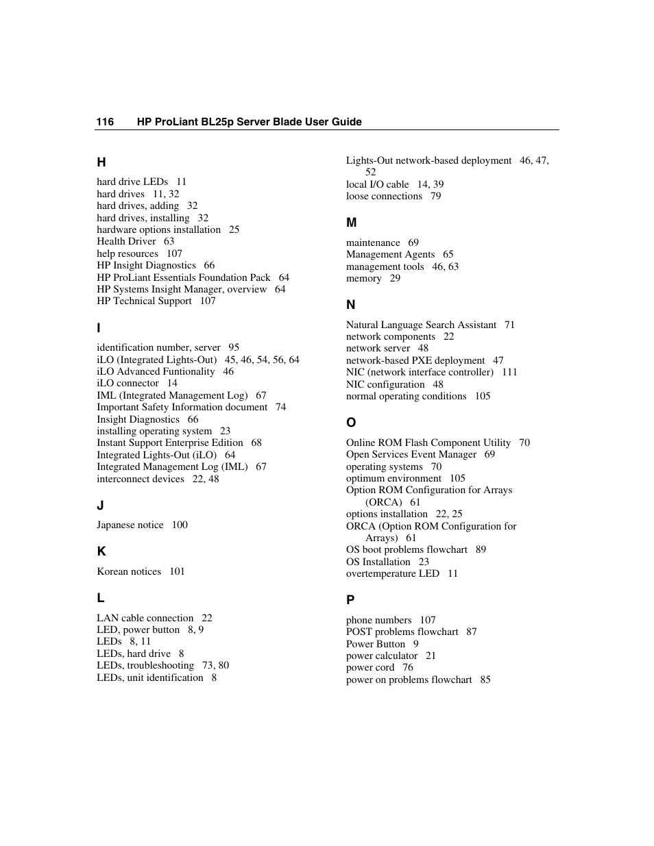 HP ProLiant BL25p Server-Blade User Manual | Page 116 / 118