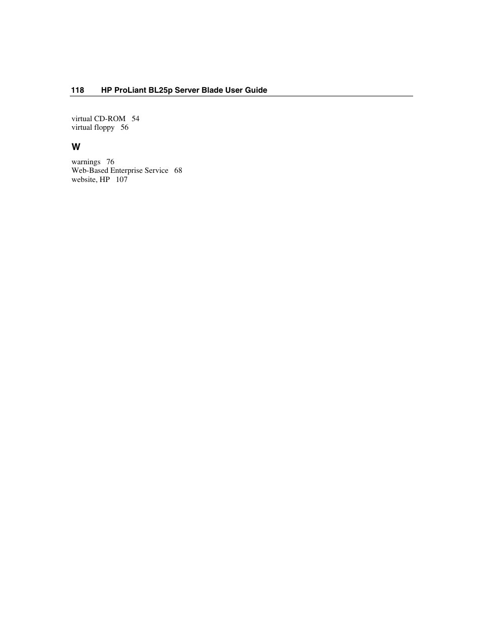 HP ProLiant BL25p Server-Blade User Manual | Page 118 / 118