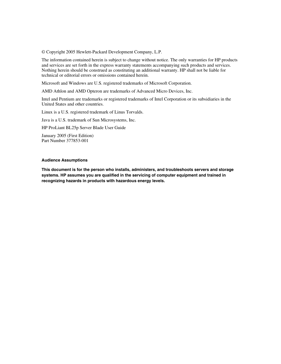 Notice | HP ProLiant BL25p Server-Blade User Manual | Page 2 / 118