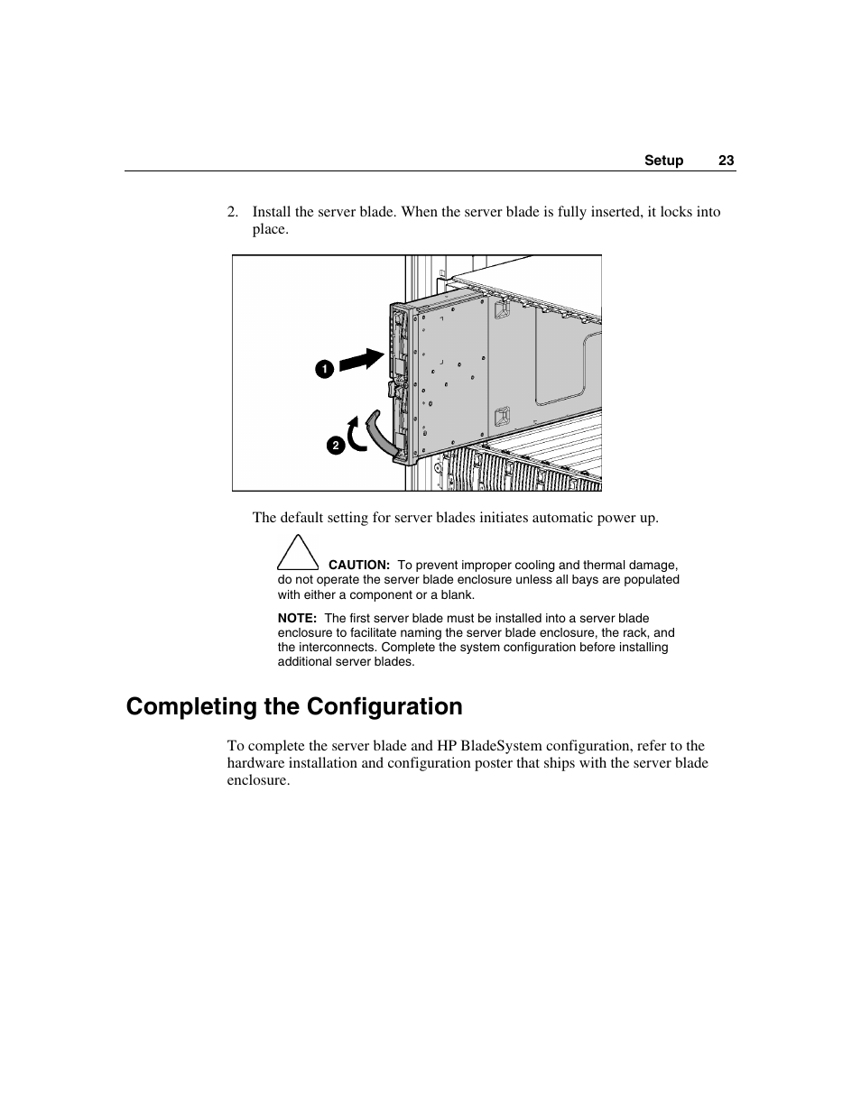 Completing the configuration | HP ProLiant BL25p Server-Blade User Manual | Page 23 / 118