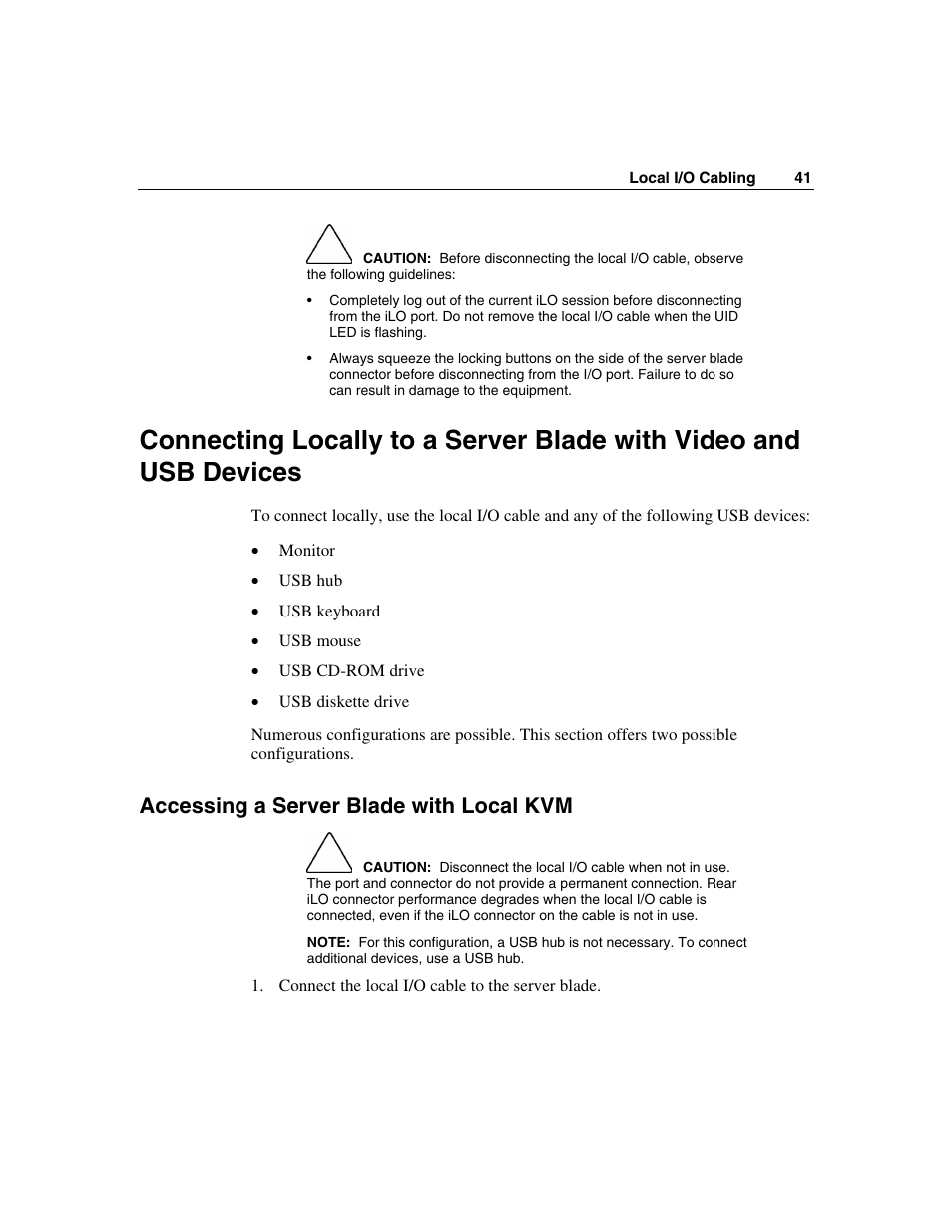 Accessing a server blade with local kvm | HP ProLiant BL25p Server-Blade User Manual | Page 41 / 118