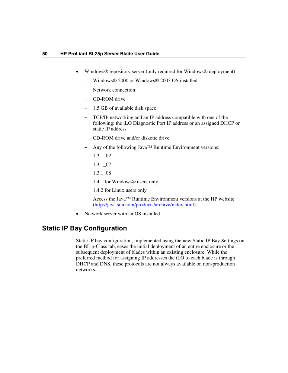 Static ip bay configuration | HP ProLiant BL25p Server-Blade User Manual | Page 50 / 118