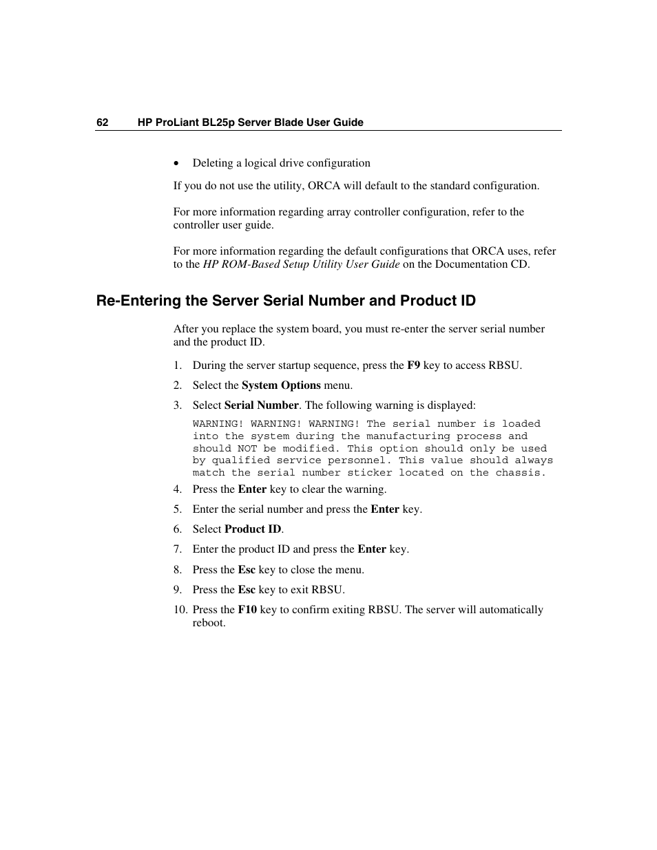 HP ProLiant BL25p Server-Blade User Manual | Page 62 / 118