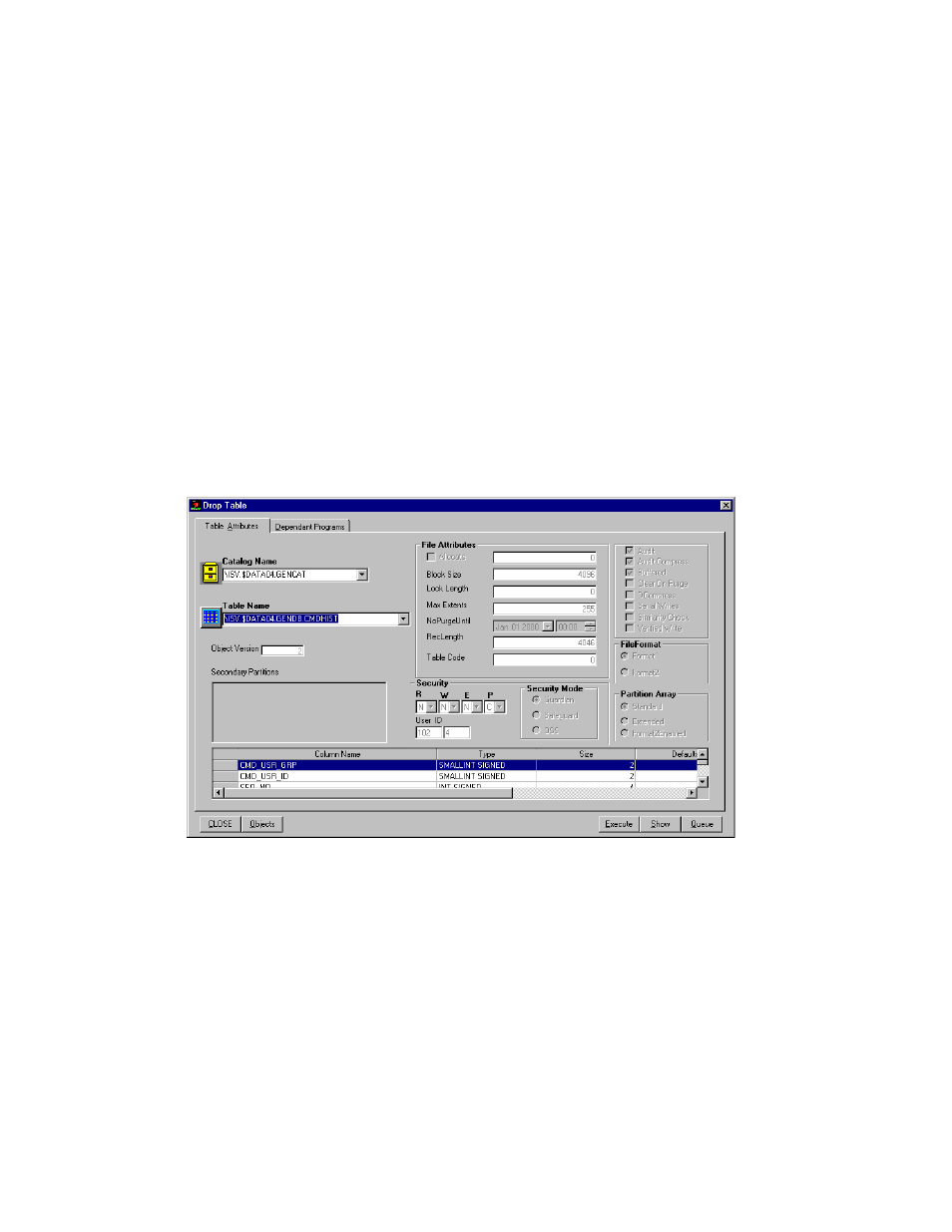 Dropping a table | HP Integrity NonStop H-Series User Manual | Page 149 / 278